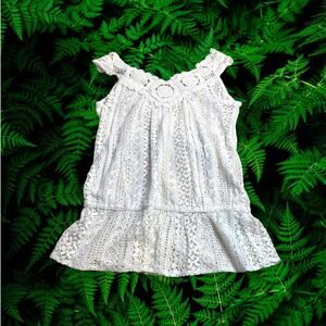 Ire White Cream Crochet Lace Peplum Tank Blouse Size L